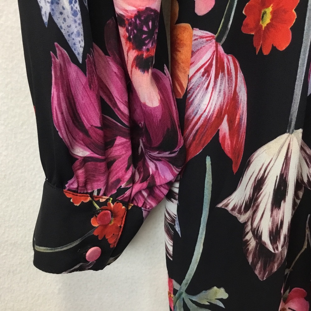 J. Crew Tie Neck Ruffle Midi Dress in Midnight Dutch Floral Size 6 - Picture 7 of 14